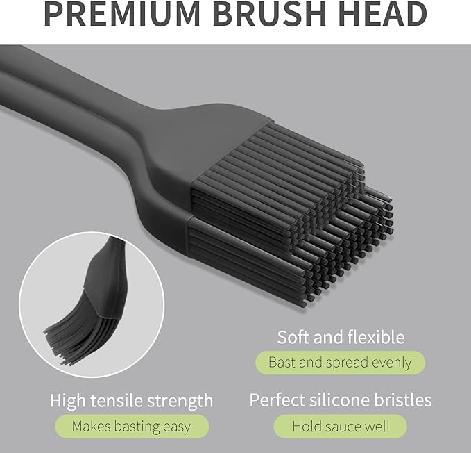 Silicone Basting Pastry Brush - Cooking Brush for Oil Sauce Butter Marinades, Food Brushes for BBQ Grill Kitchen Baking, Baster Brushes Baste Pastries Cakes Meat Desserts, Food Grade, Dishwasher Safe