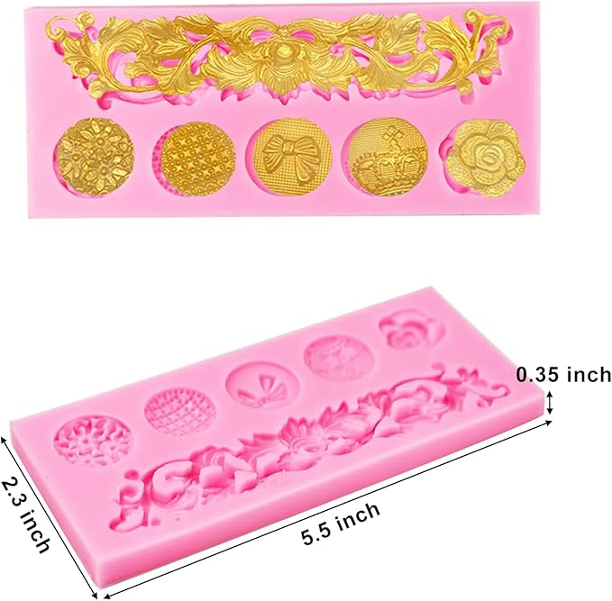 3 Pack Baroque Fondant Molds, Silicone, Scroll Border Lace, Curlicues, Gum Paste, Candy, Chocolate, Baking Molds, Birthday, Wedding, Party, DIY Cake