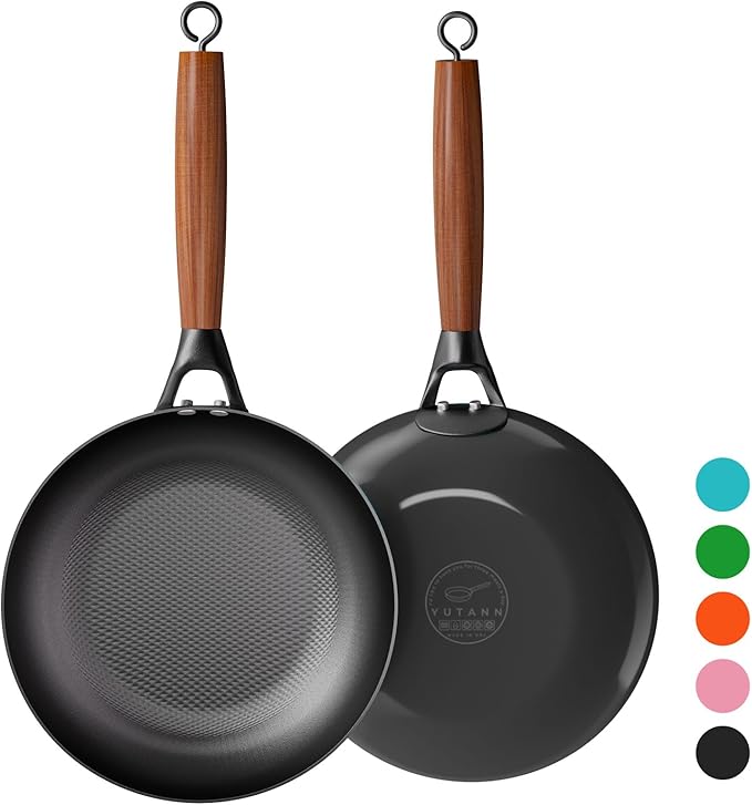 YUTANN 8 Inch Cast Iron Skillet, Pre-Seasoned Frying Pan with Diamond-Textured for Oil-Saving Cooking, Nonstick & Non-Toxic, PFAS/PFOA-Free, Easy to Clean