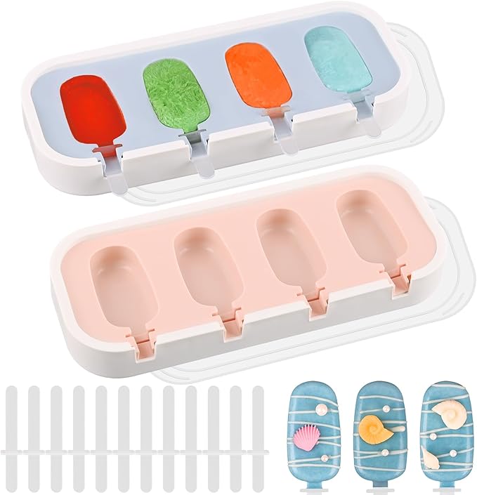 WMKGG 1.2 oz Super Mini Popsicle Silicone Molds for Kids, 2 PCS Classic Homemade Ice Pop Molds With Sticks and Lid, Stackable Ice Cream Molds