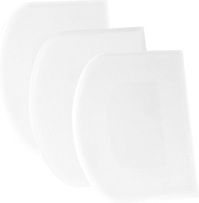 SURDOCA Dough Scraper Bench Scraper - 3P 4.7x3.7" Plastic Flexible Bowl Scraper, Sharp Edge & Angles Cake Scraper. Non-Slip Bakeware Decorating Tools Sculpting & Modeling Tools - Pure White
