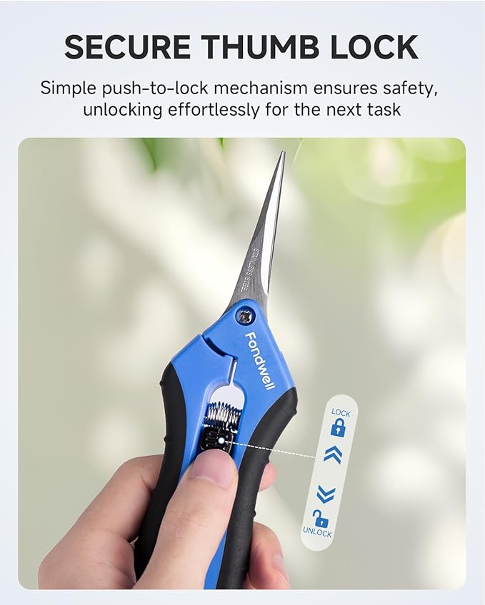 Fondwell 6.5" Pruning Shears Trimming Scissors: 2 Pack of Small Garden Snips with Micro Tip - Plant Clippers of High Cutting Efficiency