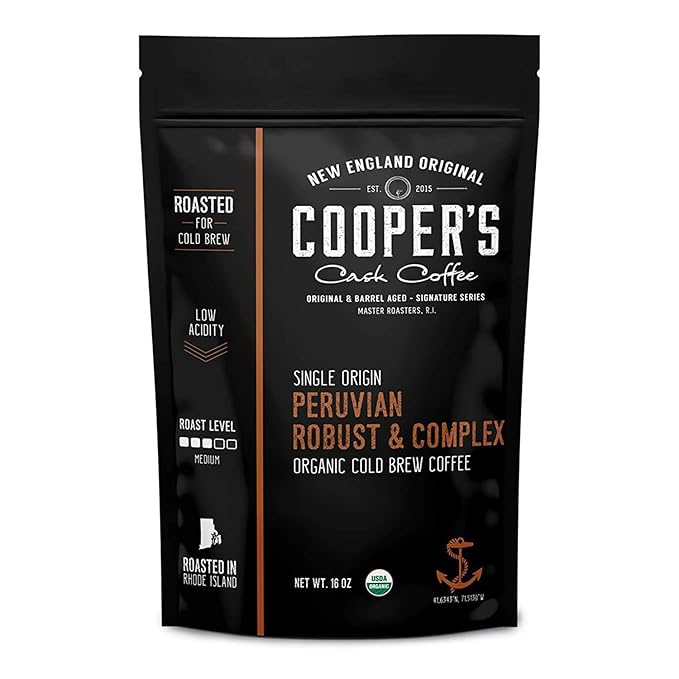 Peruvian Organic Cold Brew Coffee, Single Origin & Gourmet Beans, Tasting Notes Of Caramel With A Touch of Cherry & Orange, Medium Roast Coarse Ground Beans, 1 lb Coffee Bag