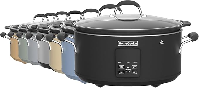 HOMECOOKIN Slow Cooker, Extra Large 10 Quart Digital Programmable Slow Cookers with Timer, Dishwasher Safe Glass Lid & Crock, Kitchen Appliance for Families and Gatherings, Grey
