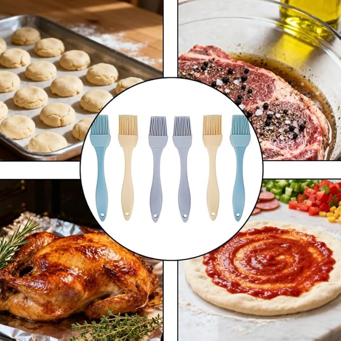 6 Pcs Silicone Basting Brush - Pastry Brushes for Cooking, Baking, BBQ Grilling, Sauce Brushing