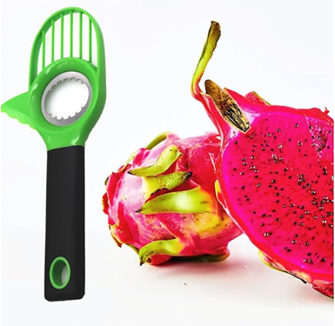 3-in-1 Avocado Slicer Tool - Avocado Cutter, Corer, Peeler & Knife with Stainless Steel Digger | Kitchen Gadget for Avocado & Fruits