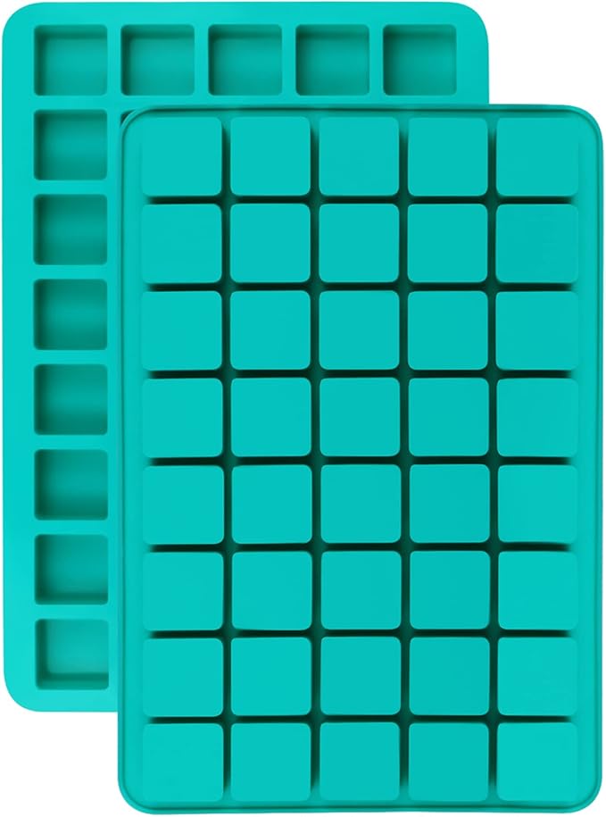 Mity rain 2 Pack 40-Cavity Square Caramel Candy Silicone Molds,Chocolate Forf Truffles, Fat Bombs Keto Snacks, Whiskey Ice Cube Tray,Grid Fondant Mould,Hard Candy Pralines Gummy Jelly Mold
