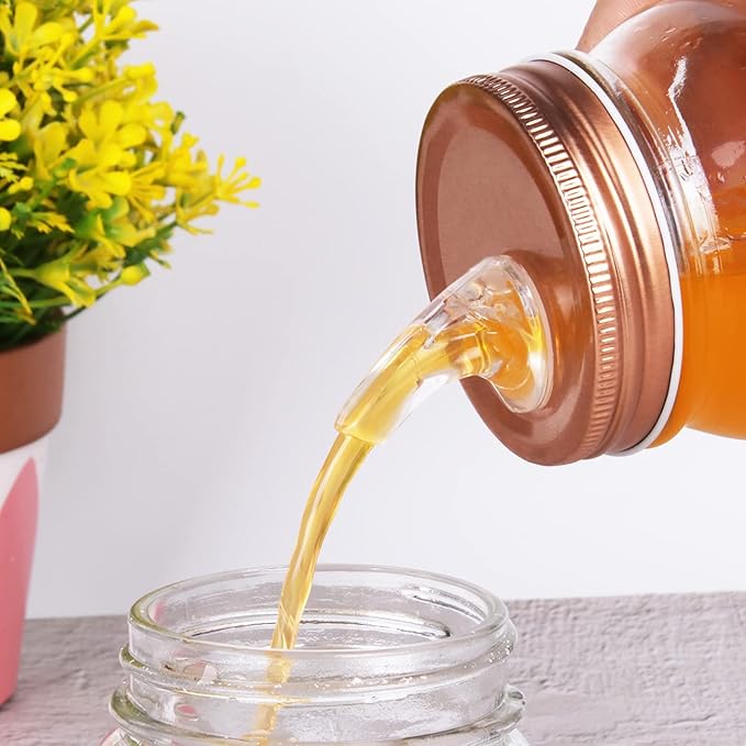Mason Jar Pour Spouts. free flow Mason Jar Pour Spouts, mason jar for spout regular mouth size 70mm dispenser germination cover. Suitable for any liquid. Leak-Proof 4-Pack + 8 Lid Caps (rose gold)
