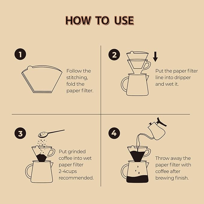 200 Count Cone Coffee Filters #4, Natural Brown Paper Cone Shaped Coffee Filters for Pour Over and Drip Coffee Maker (100 Count, Pack of 2)