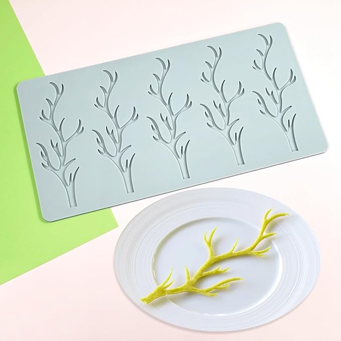 TUKE 3D Branch Silicone Tuile Fondant Molds for Baking, Polymer Clay, Sugar Craft - Hollow Candy Lace Design (9.52x4.92x0.12inch)