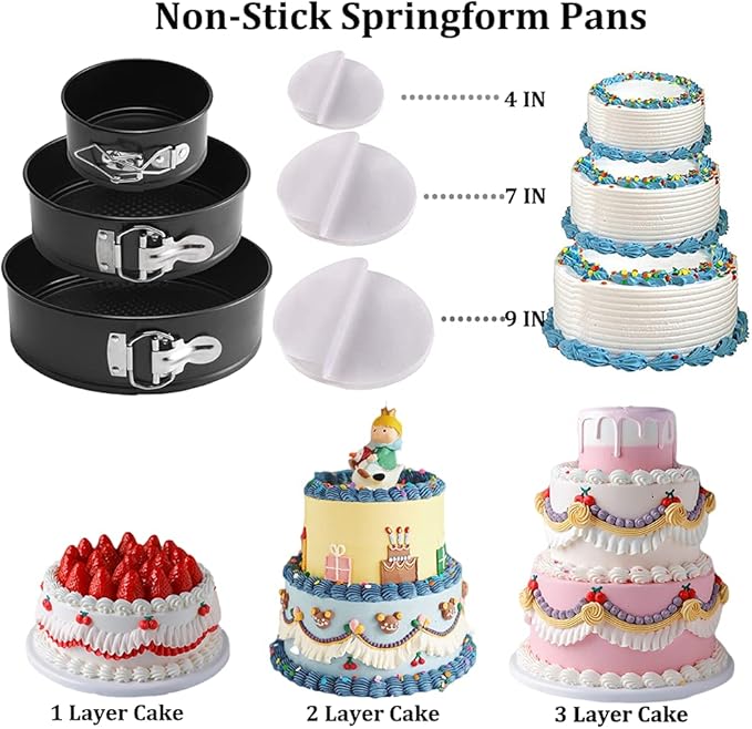 Gawren-H&E Cake Decorating Kit, 678pcs Cake Decorating Supplies Tools Kit with Cake Carrier,Rotating Turntable,Piping Bags and 74 Tips set,Cake Pan Set,Cake Baking Supplies for Beginners/Professional
