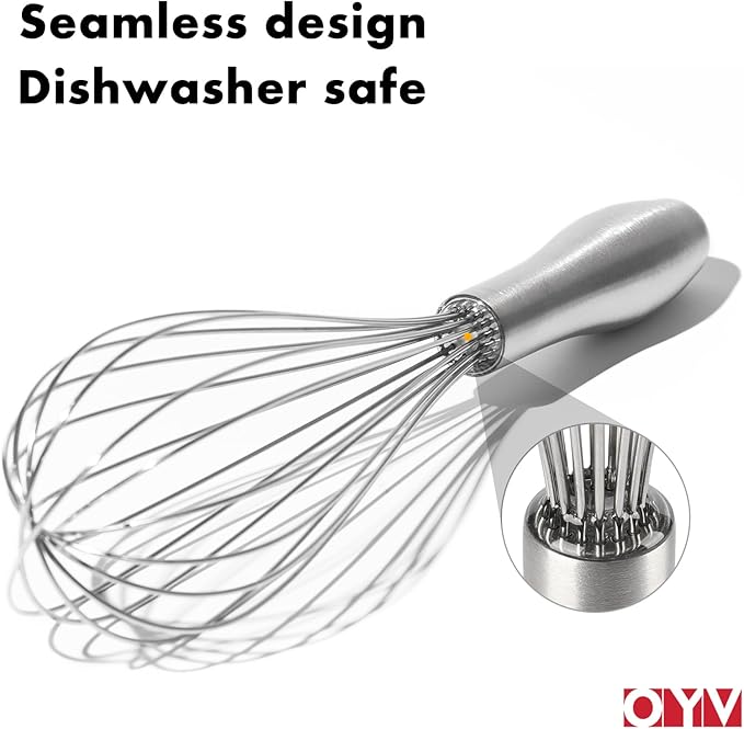 12" Whisk for Cooking, Ergonomic Handle, Dishwasher Safe 18/10 Stainless Steel Whisk, Professional Kitchen Wire Whisk, Perfect for Blending, Whisking, Baking, and Beating