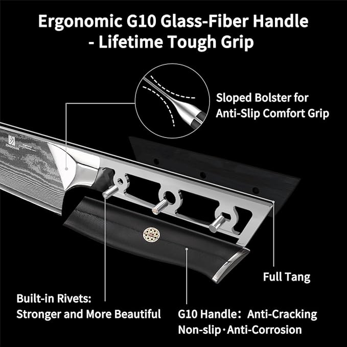 Utility Knife,5.5inch Damascus knife,67-Layer High Carbon Stainless Steel Kitchen Knife,Professiona Sharp Cutting Knives with Black Ergonomic G10 Handle,Gift Box for Home and Kitchen Birthday Gift