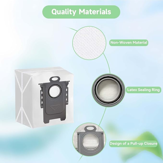 14 Pack Q5 bag replacement for Roborock Q7 M5+, Q5 Max+, Q10 s5+, Q10 X5+, Q8 MAX+, Q7 MAX+, S7 Max Ultra, S8+ Robot Vacuum, Large Capacity Bags