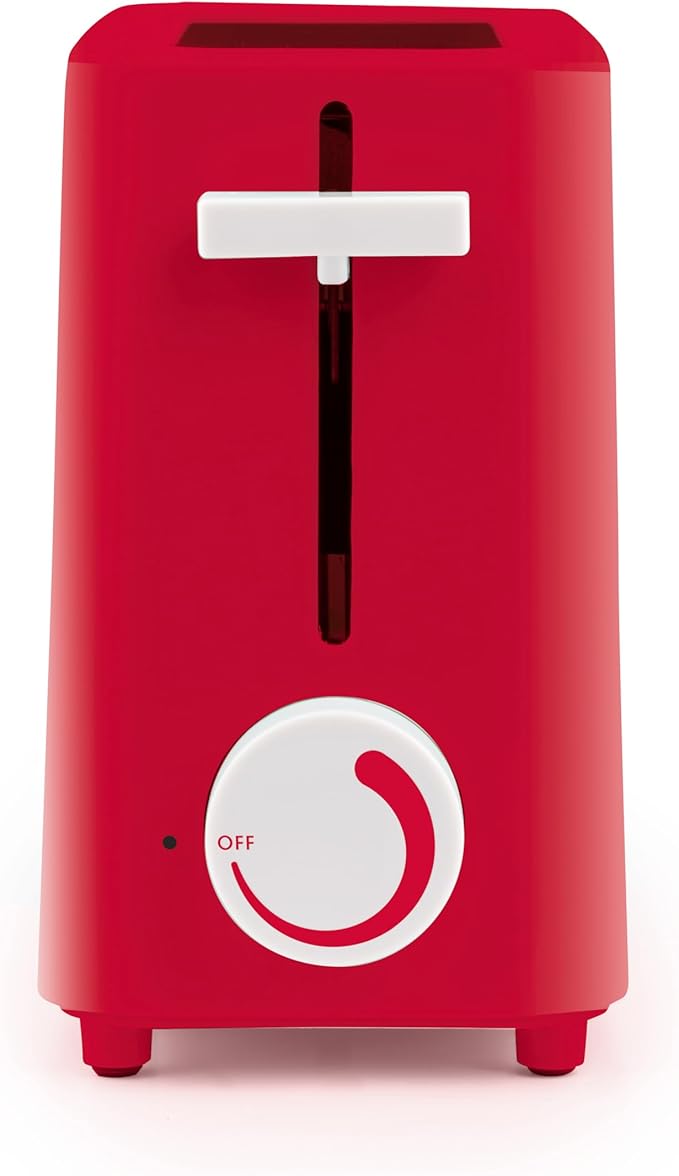 Nostalgia MyMini Single Slice Toaster | 1.25" Wide Slot, Portion Control, Compact Design, Adjustable Temperature, Cancel, Defrost, and Bagel Button | Removable Crumb Tray | Red