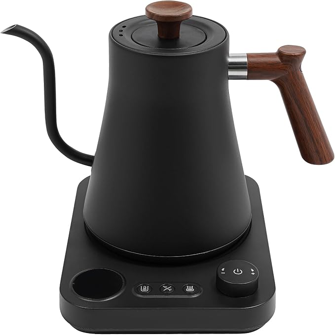 1200W Gooseneck Electric Kettle, Adjustable Temperature Constant Temperature Electric Kettle, 0.9L Pour Over Kettle for Coffee & Tea, Quick Heating, Stainless Steel Inner Lid (Black)