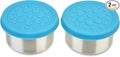 LunchBots 2.5 oz Stainless Steel Dressing Container for Condiments, Dips, Snacks, Dipping Sauce Cups with Silicone Lid, Fits in Lunch Bags and Bento Boxes - Set of 2 (Aqua)