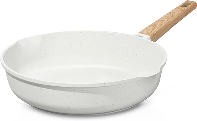 ESLITE LIFE Nonstick Ceramic Frying Pan Skillet, Non-Toxic Egg Omelette Kitchen Cooking Pans Compatible with All Stovetops (Gas, Electric & Induction), PTFE & PFOA Free (White, 11")