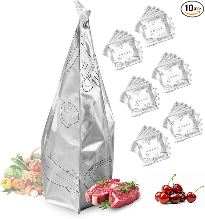 Reusable Aluminum Foil Sealable Storage Bags, 2026 New Resealable Vacuum Zipper Pouches, Stand Up Foil Sealable Bags with Label and Zip Lock for Kitchen (30, Large)
