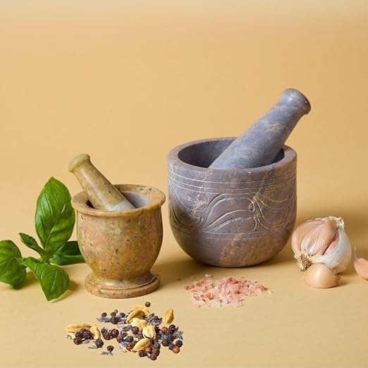 Small & Mini Mortar Pestle Sets, Kitchen Tools, Kitchen Countertop Decor, Grinding, Crushing, Herbs, Garlic, Nuts, Spices, Pills Rustic Style, Handcrafted, Made from Soapstone