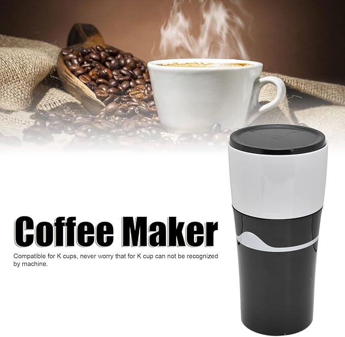Zerodis Portable Drip Coffee Maker, 450ML Travelling Drip Coffee Machine Office Camping Hot and Cold Brew Coffee Makers for Capsules(Black and white)