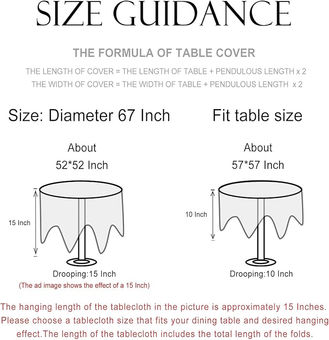 patdrea Designer Linen Round Table Cloth,Durable Breathable Floral Dacorative Tablecloth,Decor Tables Covers for Kitchen Dining Tea Party,Holiday,Christmas,Thanksgiving,Diameter 67"-Puno