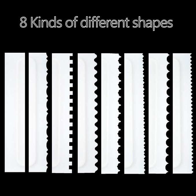 Cake Scraper Set Decorating Comb and Icing Smoother Tool Mousse Butter Cream Cake Edge DIY Tool Plastic Sawtooth Cake Scraper Icing Smoother Comb Set Kitchen Baking Tools Christmas Gift (4 Pack)