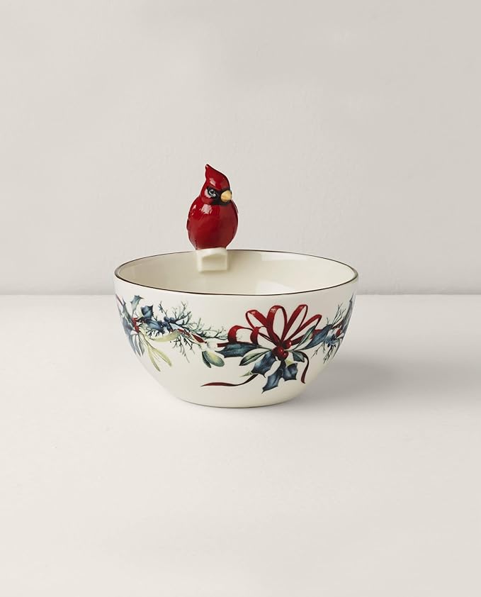 Lenox 894203 Winter Greetings Cardinal Bowl, Christmas Dinnerware