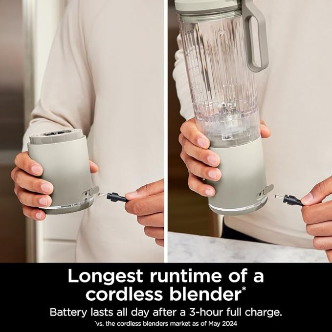 Ninja BC251IV Blast Max Personal Cordless Blender for Smoothies, Blend, Ice Crush, 22 oz. Twist & Go Vessel, Cream - Certified Refurbished