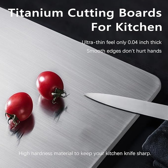 Titanium Cutting Board Set of 3,100% Pure Titanium Cutting Boards for Kitchen Double Sided,Hygiene Durable Dishwasher,Fruit & Vegetables （S+M+L)