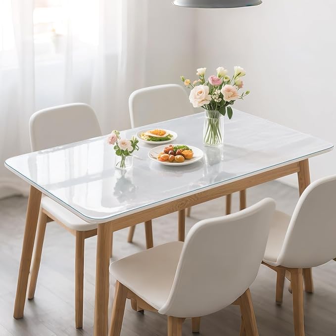 Frosted Table Protector 40 x 60 Inch, 1.4mm Thick Waterproof PVC Plastic Table Cover, Durable Table Pad for Dining Room, Kitchen, Writing Desk, and Coffee Tables