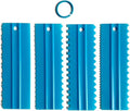 Cake Scrapers Set Decorating Comb and Icing Smoother, Plastic Sawtooth Scraper Polisher Butter Mousse Cream Cake Edge DIY Tool -8 Design Textures (Blue)