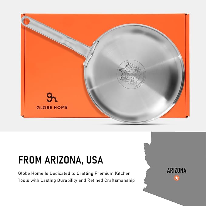 12 Inch Ceramic Non Stick Frying Pans - 5 Ply Stainless Clad Nonstick Skillet, Toxic, PTFE & PFOA FREE, Professional Cookware for Induction, All Stoves and Oven up to 650°F