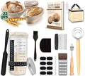 9" Round and 10" Oval Banneton Baskets with Scrapers, Bread Lame, E-Book with Recipes, Glass Jar with Strips, Labels & Chalk Pen, Spatula, Silicone Brush, Dough Whisk, Bread Bag & Heated Proofing Box
