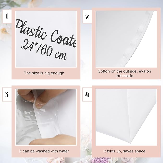 Nuogo 4 Pack 24 Inch Reusable Piping Pastry Bags Large Canvas Cake Decorating Bags with Plastic Coating for Frosting, Icing, Cupcakes, Cookies
