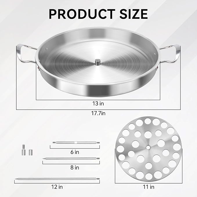 Stainless Steel Multi-Function Pastor Skewer Turkey Roasting Pan Suitable for Fried Corn Tortillas (Al Pastor), Shawarma Skewers,Chicken Leg Rack for Grill (Extra Large)