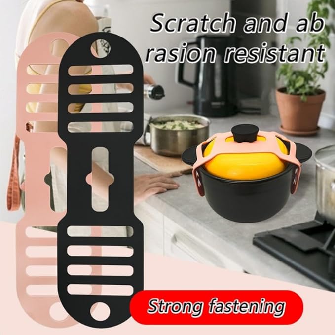 Silicone Lid Lock Strap for Crockpot Slow Cooker (6/7/8 Quart) - Universal Crockpot Lid Holder & Rubber Strap Alternative | Heat-Resistant, No-Spill Design Transport Accessories (Black 2PCS)