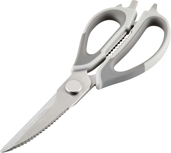 Rachael Ray Professional Multi Shear Kitchen Scissors with Herb Stripper and Sheath, 2 Piece, Gray