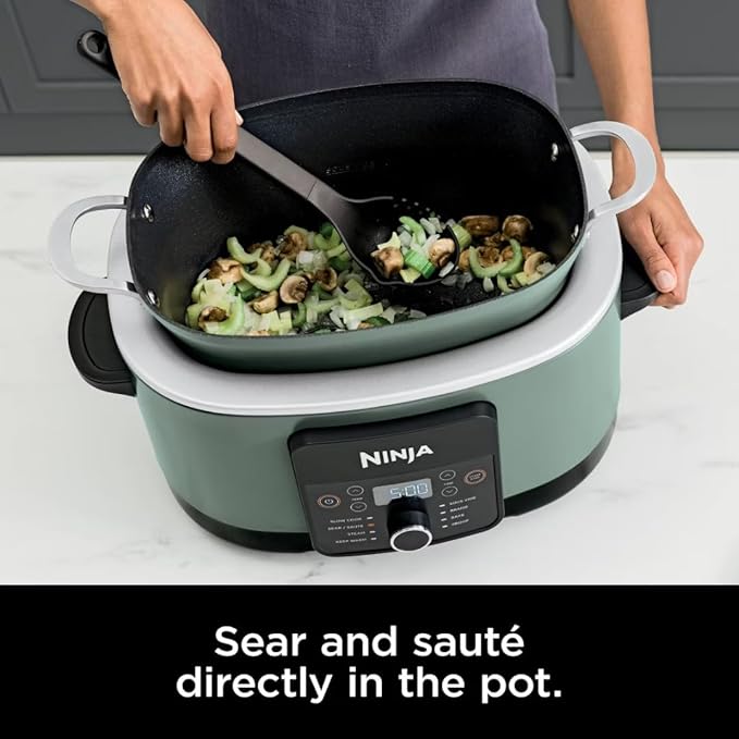 Ninja Possible Cooker PRO 8.5qt, Multi-Cooker with 8-in-1, Slow Cooker, Safe Pot to 500°F, MC1001GN, Sage Green