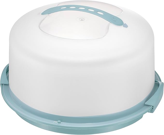 Tribello Extra Large Cake Storage Container, Cake Carrier With Handle Holds Cake 12 X 12 X 5 (Blue)