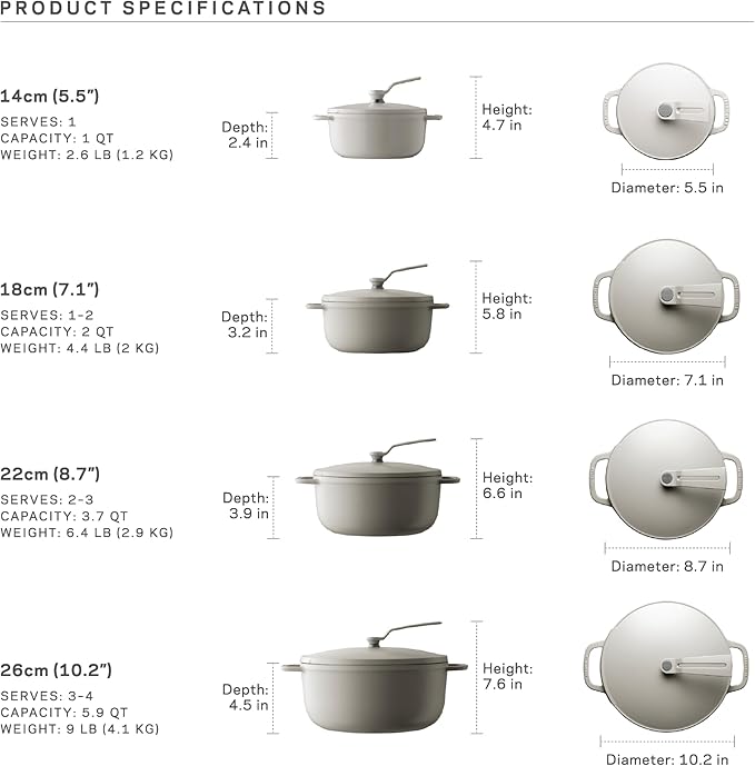 Vermicular Oven Pot 2.0 | Lightweight Enameled Cast Iron Pot | 14cm (1 Qt) | Non-Toxic | Induction-compatible | Dutch Oven | Made in Japan | Hazelnut Brown
