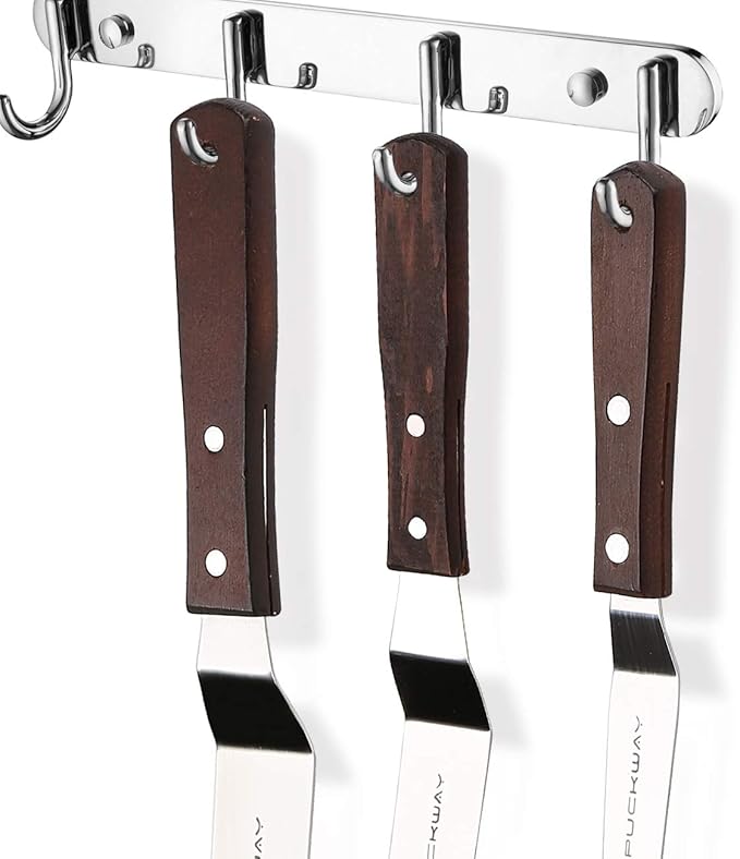 4 PCS Cake Decorating Icing Spatula set with 4, 6, 8 & 10 Inch Stainless Steel Blade, Wood Handle Frosting Spatulas and Cake Stripping Tool