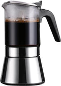 Induction Moka Pot, Crystal Glass-top & Stainless Steel Stovetop Espresso Maker,Classic Italian coffee maker (160ml)