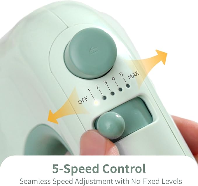 300W Compact Lightweight Electric Hand Mixer, with Powerful Quiet DC Motor for Baking, Cake, Brownies, Cookie Dough, Ideal for Home Kitchen (Green)