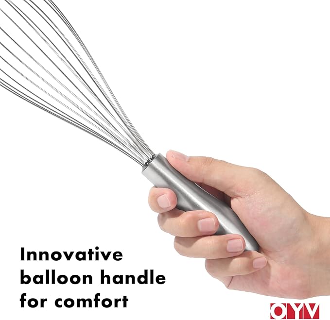 12" Whisk for Cooking, Ergonomic Handle, Dishwasher Safe 18/10 Stainless Steel Whisk, Professional Kitchen Wire Whisk, Perfect for Blending, Whisking, Baking, and Beating