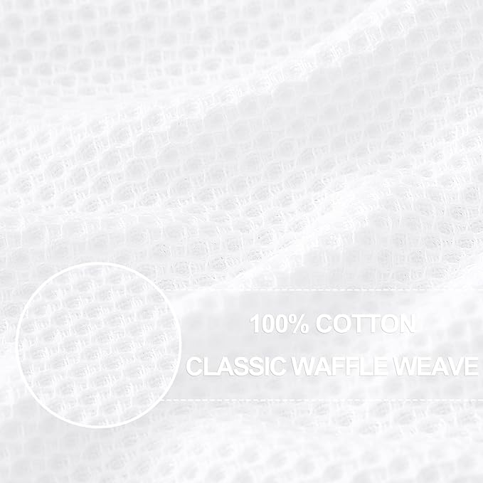Homaxy 100% Cotton Waffle Weave Kitchen Dish Towels, Ultra Soft Absorbent Quick Drying Cleaning Towel, 13 x 28 Inches, 8-Pack, White