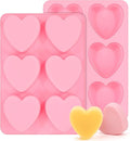 3 Inch Heart Shaped Silicone Molds for Chocolate, Candy, Gummy, Soap (Set of 2, Pink)