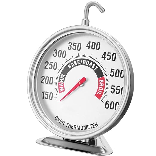 Extra Large 3" Oven Thermometer with Easy-Read Dial | 150-600°F Pro Accurate Temp Gauge for Kitchen, Baking, Grill & Meat | Hang or Stand for Gas/Electric Ovens