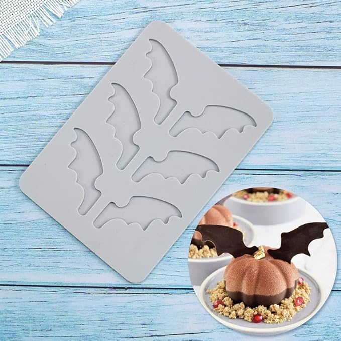 Silicone Molds 3D Hollow Leaf Chocolate Molds Honeycomb Bee Candy Mold Flower Pattern Fondant Mold Cake Topper Sugar Craft Decoration (C_Bat_5.32 * 3.8 * 0.12inch)