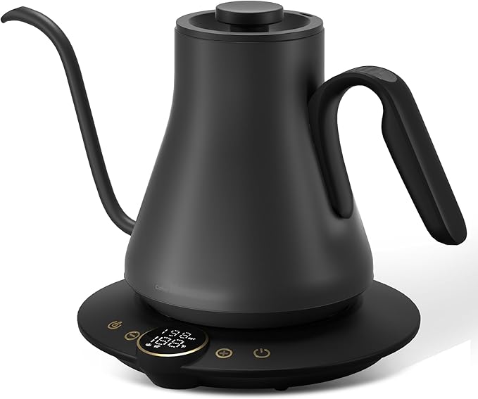Cocinare FLOW B9 Gooseneck Electric Kettle, Precise Temperature Control for Pour-Over Coffee & Tea Brewing, Stainless Steel Interior, Rapid Heating for Boiling Water, 1500W/0.9L Matte Black